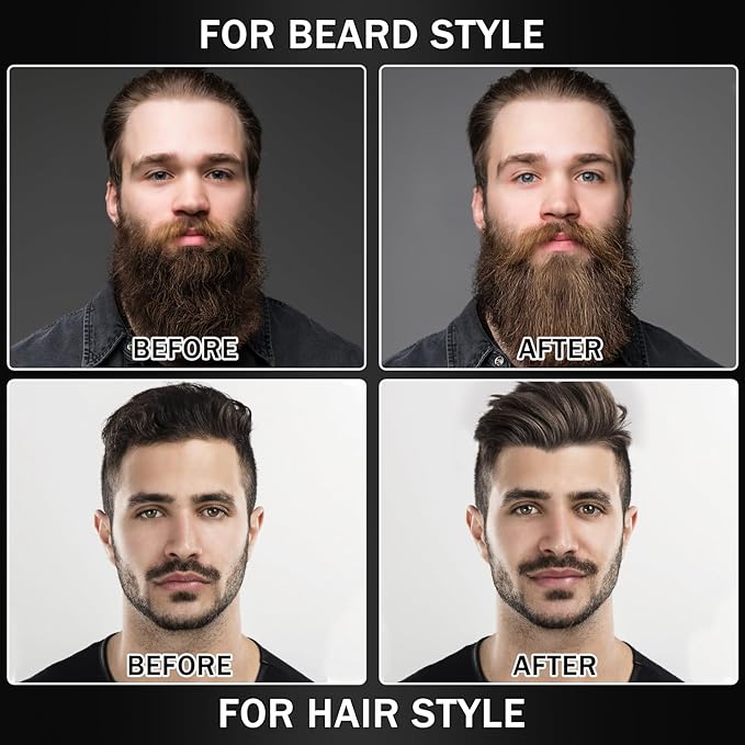 Beard Straightener for Men,Premium Heated Beard Brush Kit w/Dual Voltage Travel-Friendly,Auto Shut-Off,Anti-Scald Feature,Dual Action Hair Comb for All Beard Types,Grooming Gifts Set for Men Him