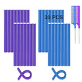 Flexible Curling Rods, 30Pcs Flexirods Long Flexible Heatless Twist Bendable Foam Hair Curls for Long Medium Short Hair, Combs - Rubber, Purple, Blue ( 9.45 x 0.55 inch ), 32 Count