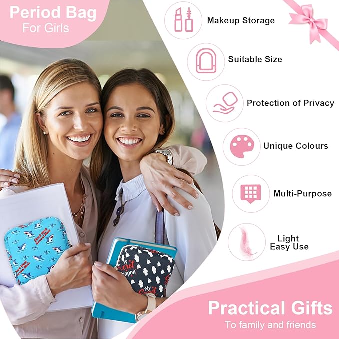 Desing Wish Sanitary Pad Storage Bag Portable Period Bag for Teen Pads/Sanitary Napkins/Small Tampons, Sanitary Napkin Storage Bag First Period Gifts for Teen Girls (Secret Weapon)