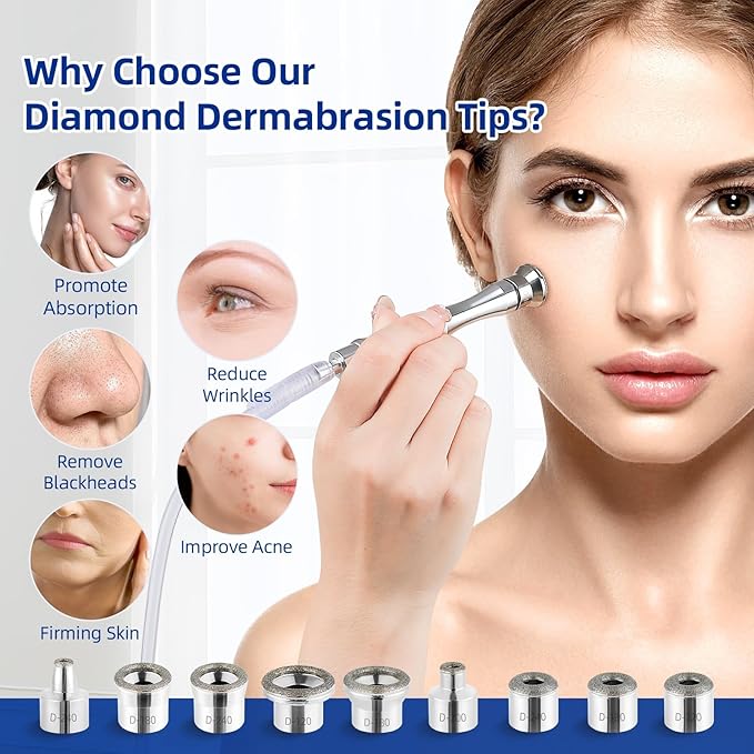 Diamond Dermabrasion Head, Microdermabrasion Accessories 9 Tips, Facial Replacements Dermabrasion Head Replacements Professional Microdermabrasion Tool