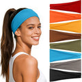 Headbands for Women, 8 Pack Non-Slip Moisture Wide Head Bands, Stretchy Elastic, Multiple Colors Securing Hair for Fashion, Yoga, Running, Daily life (Yellow/Orange-Red/Deep Sea Blue)