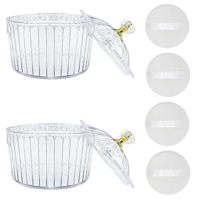 6-Pcs Fluffy Soft Plastic Powder Puff Dish for Women 3.15 inch