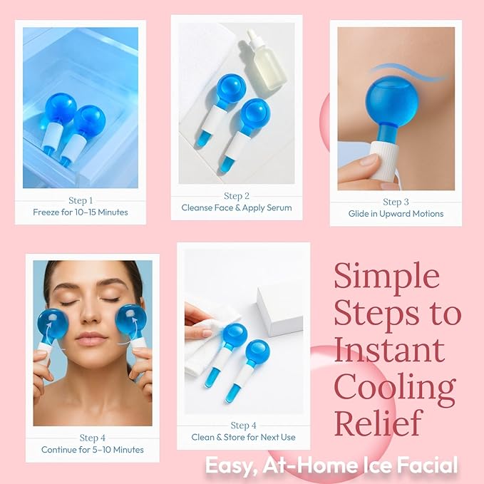 Ice Globes for Face 2 Pcs, Tighten Skin and Reduce Puffiness & Dark Circles, Cold or Hot Skin Massagers, Cold Therapy Globes for Facials, Face Ice Globe for Enhanced Circulation