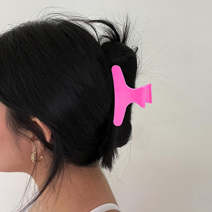 Hair Clips for Styling Sectioning 12 Pack Black Hot Pink Butterfly Clamps Hair Claw Clips Pro Salon Hair Clips for Styling, Sectioning, Cutting and Coloring