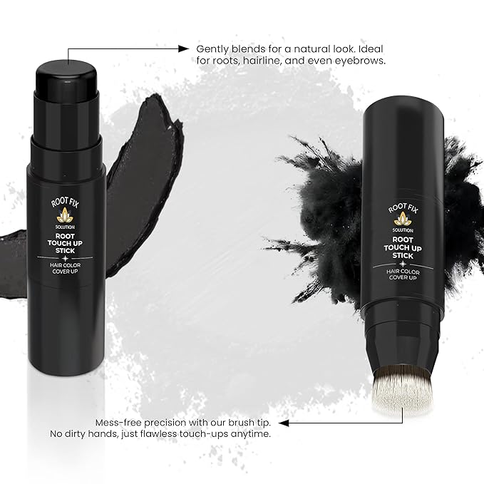 Root Touch Up Hair Color Stick for Gray Coverage - Instant Bald Spot Concealer Stick for Grays and Roots - Professional Salon Quality Hair Cover Up Hair Products for Women/Men (Black, One Size)