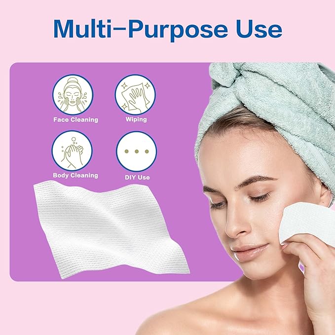 Vinda Clean Face Towels Disposable - Makeup Remover Wipes Sensitive Skin - Dry Face Wipes for Women Men Cleansing - Face Wash Cloths with XL Size - 50 Count