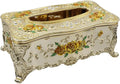 9.45"x5.43"x3.94" Luxurious Rose Tissue Box with Imitation Diamonds, Embossed Flowers, Elegant Tissue Paper Holders for Home Toilet Bath Hotel,Gold-Yellow