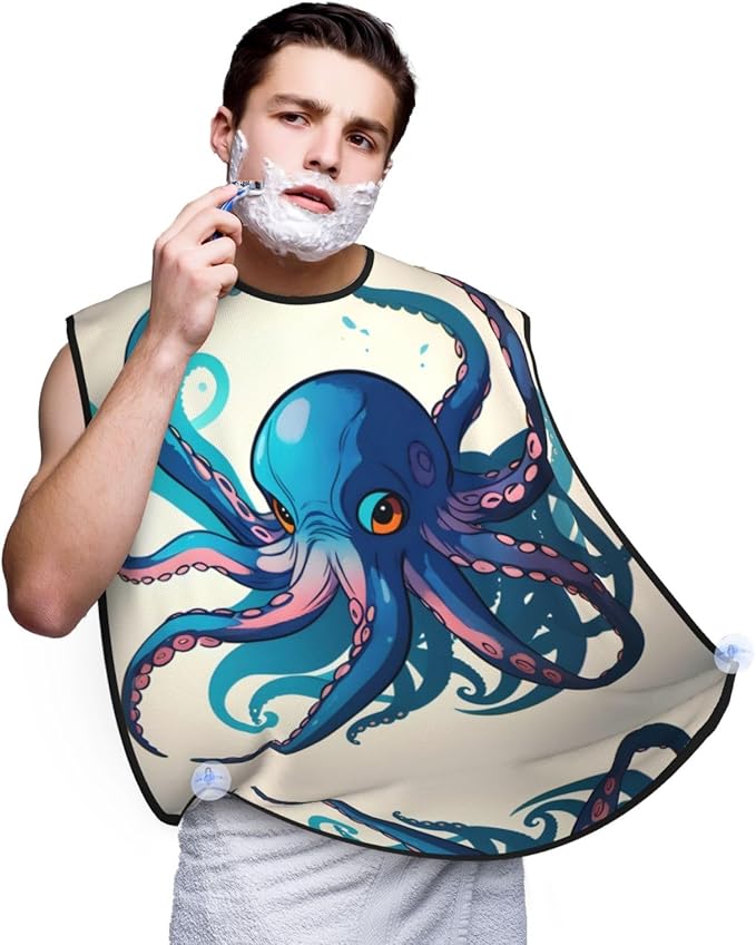 Jellyfish Pattern Print Beard Bib Shaving Apron, Beard Hair Trimming Cape Gift For Dad
