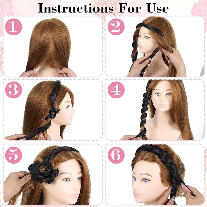 Heatless Curling Rod Headband, Heatless Curls Overnight Headband for Short Long Hair No Heat Overnight Curls with Thin Curlers to Sleep In Lazy Natural Soft Wave DIY