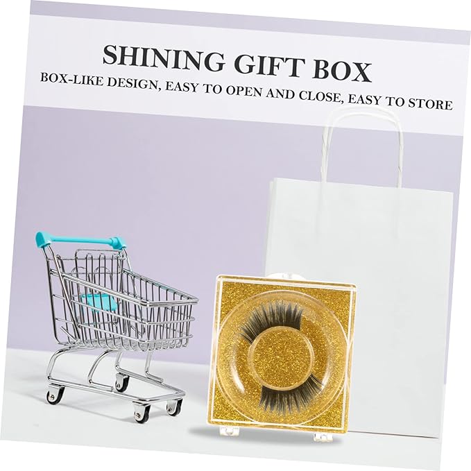 6pcs Glitter Square Eyelash Packaging Boxes Transparent Lash Storage Cases with Shiny Bottom Cards Lightweight Holders for Easy Eyelash Organization and Display