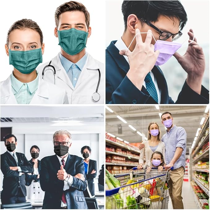 Disposable Face Mask 4-Ply for Adult, Soft Face Masks, Breathable Safety Mask…