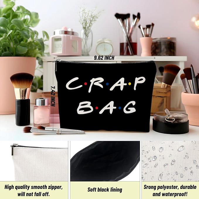 Funny Friends Gifts for Women Makeup Bag, Best friend Cosmetic Bags, Travel Organizer Bag Makeup Pouch Gifts for Women Sisters Friends,Ideal Graduation Friendship Travel Christmas Birthdays Gift Black
