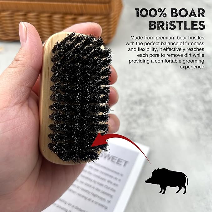 Premium Wooden Men’s Beard Brush – Mustache & Beard Styling Tool with Natural Boar Bristles
