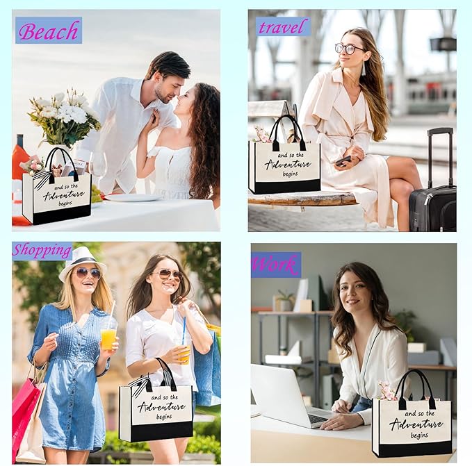 Adventure Canvas Tote Bag, Bridal Shower Gifts for Bride,Wedding Gift Bag, Engagement Gifts, Bride to be Gift, Bachelorette Party Bride Present