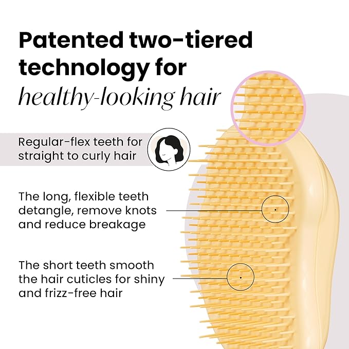 Tangle Teezer Original Detangler Brush, Dry & Wet Travel Size Mini Hair Brush, for Kids & All Hair Types, Buttercup Yellow