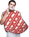 Waterproof Beard Trimming Bib, Non-Stick Hair Catcher for Men Shaving, Grooming Apron for Husband Dad, Christmas Red Stripes Candy Cane Shave Bib