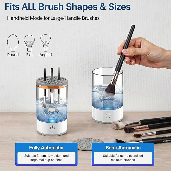 TARSHYRY Electric Makeup Brush Cleaner Machine, Automatic Brush Cleaner Spinner Dryer, Cleanser Tool for All Size Makeup Brushes
