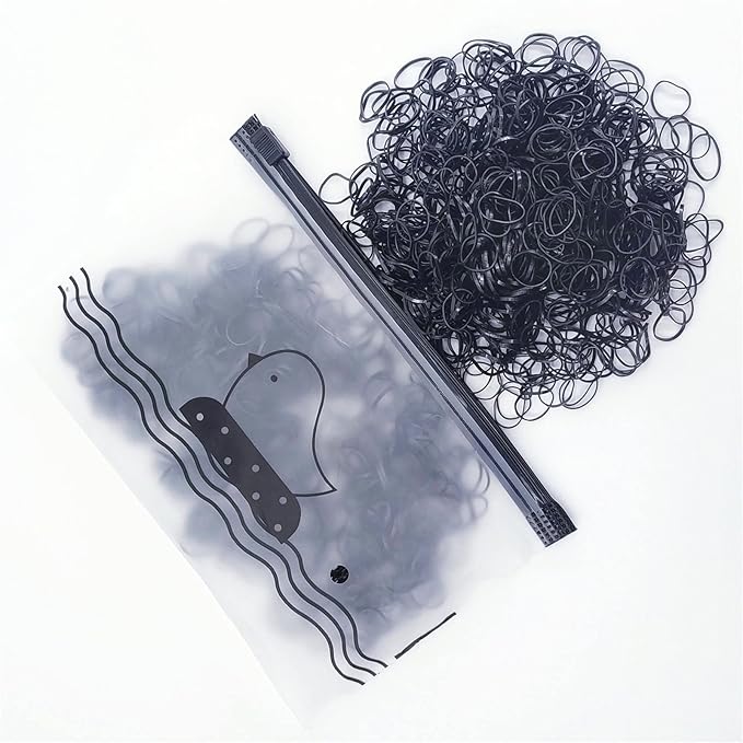 1500pcs Mini Hair Rubber Bands, Non-slip Rubber Hair Bands for Girls, Elastic Hair Ties(0.5 inch) Black