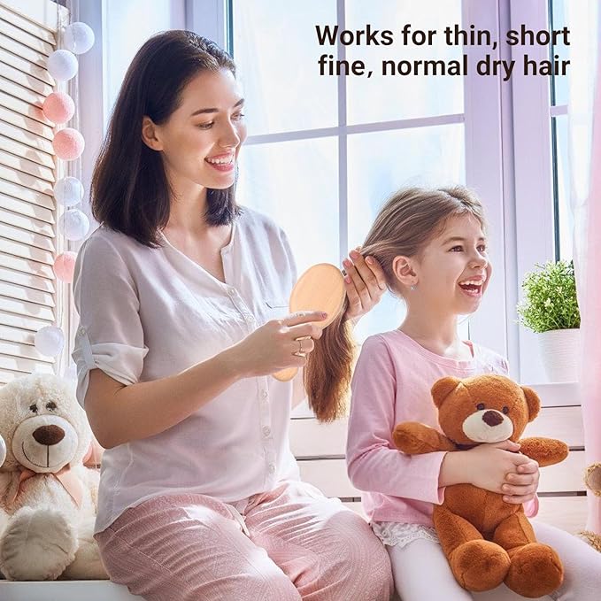 URTHEONE 100% Pure Boar Bristle Hair Brush - Mini Travel Size Wooden Brush for Shine, Frizz Control & Scalp Massage, Natural Pocket Hairbrush for Women Men Kids, Portable for Purse Car Office