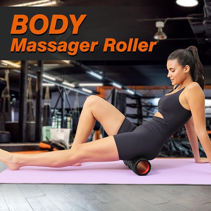 Foam Roller, 15" High Density Foam Back Roller, Wave Textured Massage Roller for Deep Muscle Massage Pilates Yoga,Fitness Exercise Roller for Whole Body Release(Black)