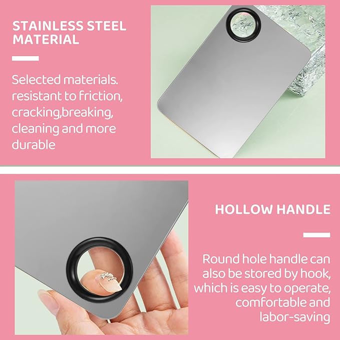 Makeup Mixing Palette with Foundation Brush and Makeup Spatula, Stainless Steel Makeup Palette Tray Mixer Nail Art Palette Mixing Tray