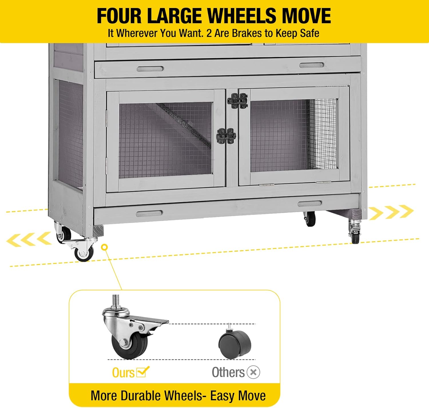 Aivituvin 2-Tier Rabbit Hutch with Tarp Door and Wheels Bunny Cage Indoor Outdoor Guinea Pig Cage Expandable with Pet Playpen 36" L, Grey