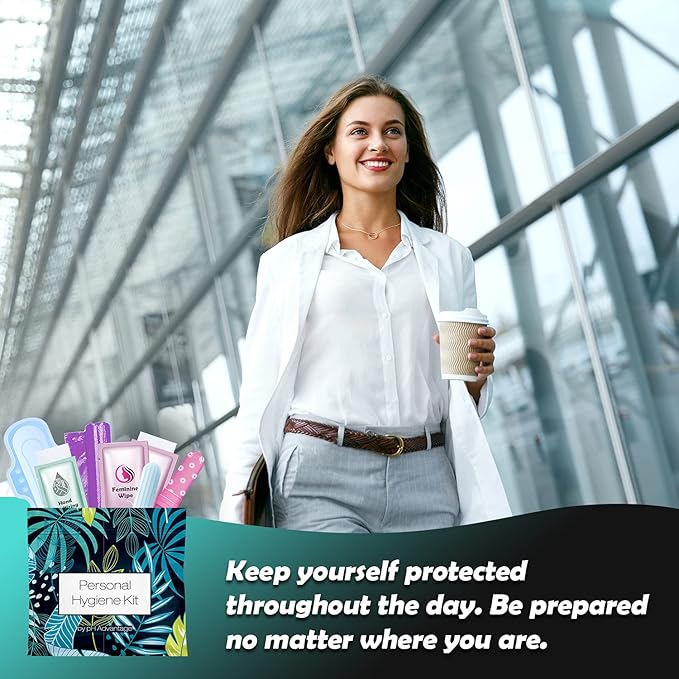 Menstrual Kit All-in-One 10 Pack | Convenience on The Go | Period Kit Pack for Travelling, Tweens & Teenager | Individually Wrapped Feminine Hygiene Product (Blue Forest)