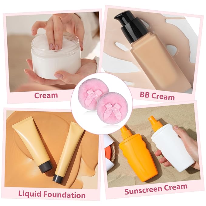 2 PCS Dusting Powder Puff, 3.4 Inch Soft Dusting Puffs Large Fluffy Powder Puff, Washable Reusable, Big Fluffy Puffs for Women Makeup Face Body(Pink+pink)