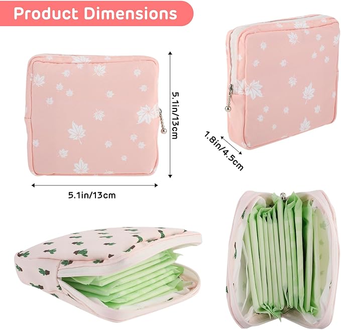 3Pcs Period Bag Sanitary Napkin Storage Bag, Portable Menstrual Cup Pouch Period Bags for Teen Girls, Tampons Holder, Pad Bag, Feminine Care for Purse with Zipper