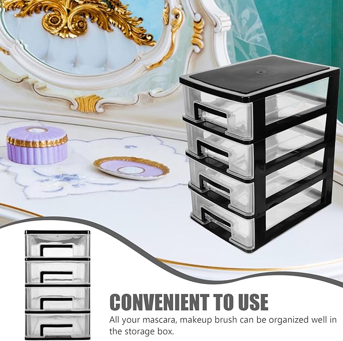 Beaupretty Elegant 4-layer Mini Storage Box Pp Plastic Desktop Drawer Type Storage Organizer Cosmetics Holder for Makeup Desk Supplies
