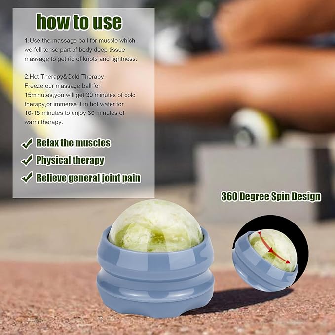 ideayard Massage Stone Jade Ball for Full Body Massage Lacrosse Ball Massager, Back Massage Tool, Self Massage Ball for Sore Muscle