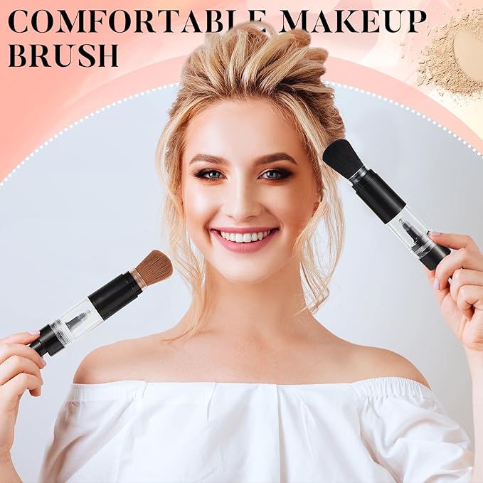 Tioncy 2 Pcs Refillable Loose Powder Brush Embossing Powder Brush Reusable Travel Spray Applicator Tool Retractable for Card Making Scrapbooking Craft Paint Makeup(Black, Brown)