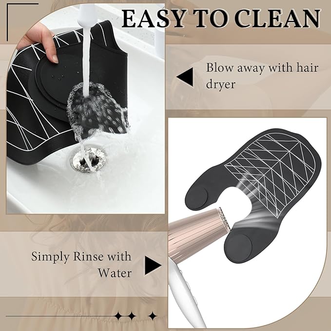 2 Pcs Hair Cutting Guide Collar Silicone Hair Dye Collar Waterproof Cutting Cape for Hair Stylist Rubber Neck Wrap Hair Cutting Pad Guide with Guidelines for Barber Shop Salon Hairdressing, Black