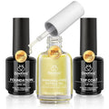 Beetles Gel Top Coat Base Coat Cuticle Oil Set, 3Pcs 15ml No Wipe Top Coat Gel Nail Polish Glossy Shine Long Lasting Cuticle Protectors Kit Oil Care for Dry Damaged Cuticles Gift for Women