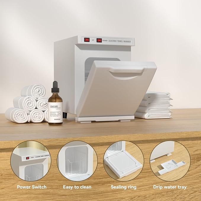 Towel Warmer 5L-White, 2-in-1 Professional Mini Small Hot Towel Warmer for Spa, Facial Towel Cabinet for Solo Estheticians, Small Salons & Home Spa (Fits 10-15 Towels)