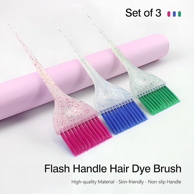 3-Piece Hairdressing Suite: Precision Applicator Brushes for Hair Dye & Styling - Salon-Quality Tools for Home and Professional Use