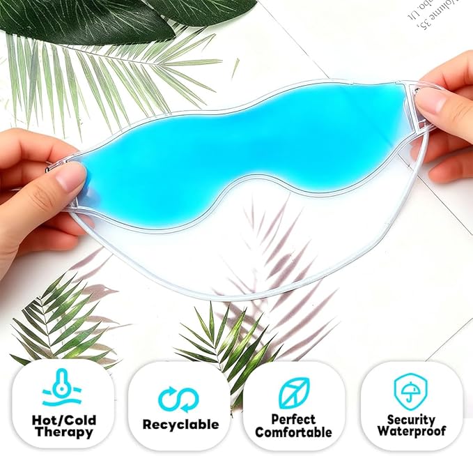4 Pcs Ice Eye Packs, Cooling Eye Masks, Eyes Cold Compress for Hot Cold Therapy, Puffy Eyes, Dark Circles, Headaches, Migraines, Stress Relief (2 Blue+2 Green)