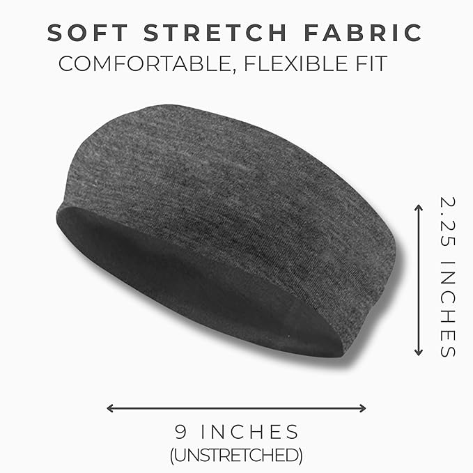 Styla Hair Headbands for Women Stretch Fashion Head Bands 10 Pack Non-Slip Head Wraps Great for Spa, Sports, Yoga, Pilates, Running, Gym Headband, Workouts (Black Grey)