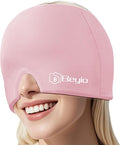 Migraine Relief Cap, All Around Gel Covered Reusable Headache Relief Cap, Black Migraine Cap for Headache Relief, Puffy Eyes (Pink)