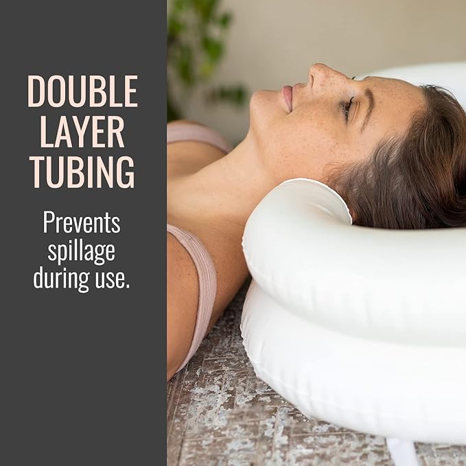 DMI Portable Inflatable Shampoo Bowl for Bedside and in Bed Hair Washing, Hair Cuts and Hair Coloring for The Elderly, Disabled, Bedridden and Handicapped, White (Pack of 2)