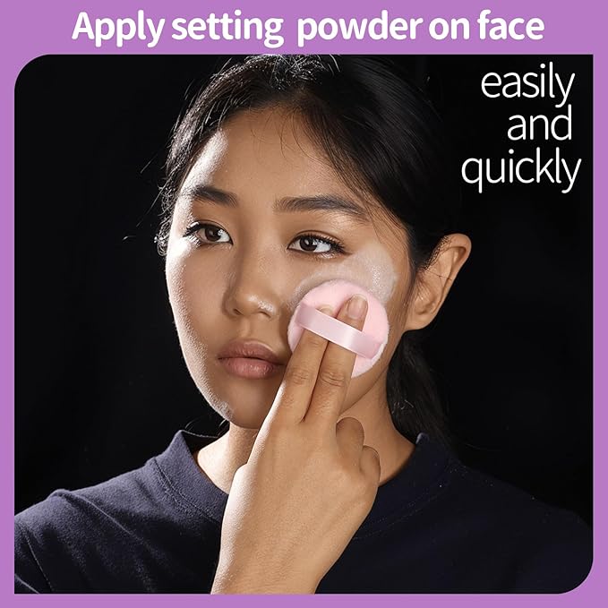 Teenitor 3Pcs Pink Powder Puff, 2.36 Inch Powder Puffs for Face Powder, Soft Applicator for Loose Pressed Powder, Small Makeup Puff With 3 Cases