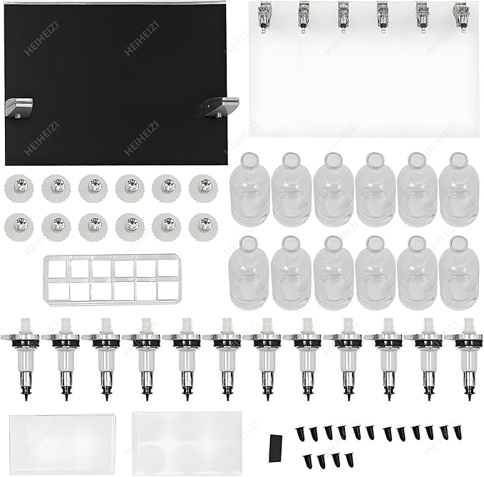 Manual Liquid Filling Machine Transfer Tools Kit 12 Bottles, Adjustable Perfume Dispenser Kit, with 12 Pump Heads & 12 Testing Cups, for Perfume Store Studio Salon Bar