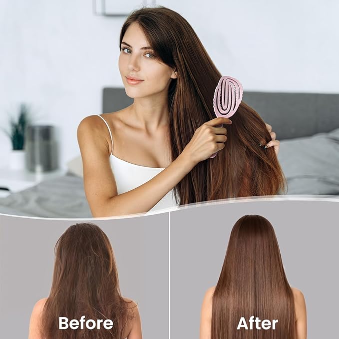 AIMIKE Hemp-Relax Detangler Hair Brush, Eco-Friendly Detangling Brush for Wavy Straight Hair, Vented Hairbrush w/Soft Bristles, Glide Through Tangles with Ease for Women, Kids, Wet & Dry Hair