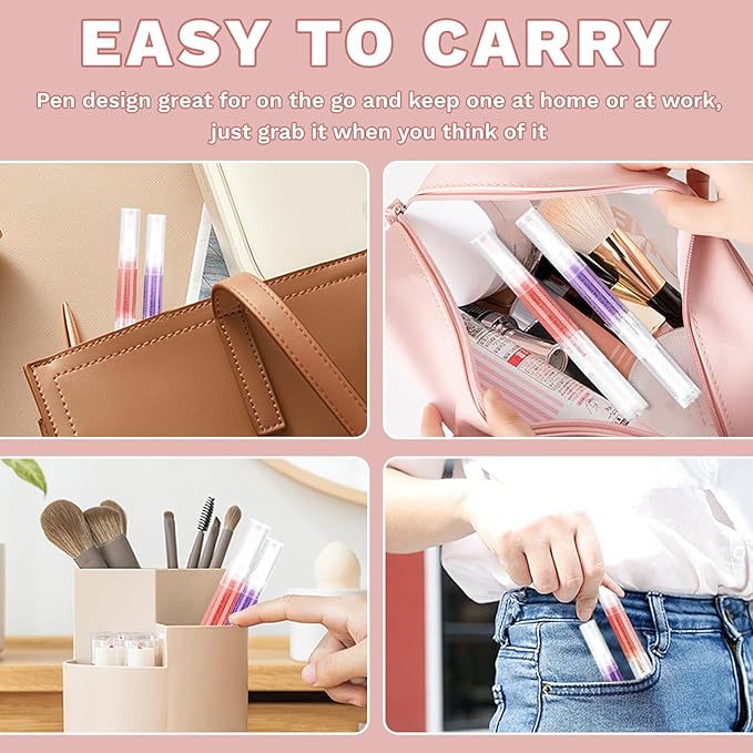 2PCS Cuticle Oil Pens for Nail Care,Cuticle Revitalizer Oil Pen with Soft Brush,Cuticle Oil to Prevent Nail Cracking and Dry (Cherry & Lavender Flavor)