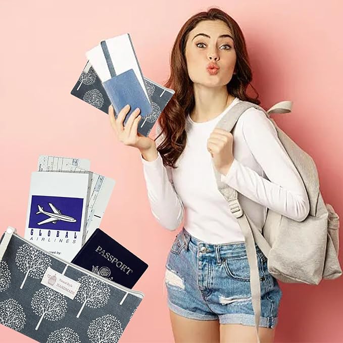 3 Pcs Canvas Bag Multi-Function Small Zipper Pouch Cute Travel Bag for Women