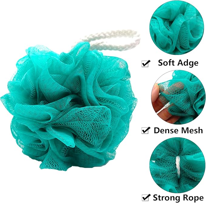 Set of 4 Loofah Sponge Shower Loofah, Exfoliating Shower Ball, Scrub Ball Body Sponge, Soft Mesh, Deep Cleansing Bath Tools, Rich Lathers (4PCS)