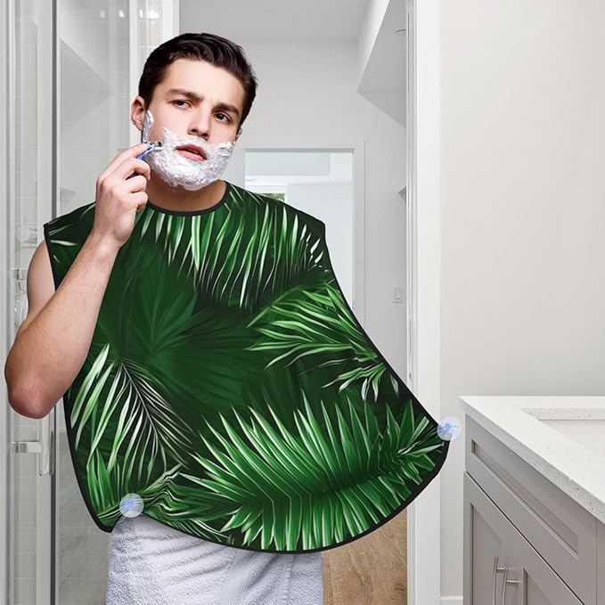 Pinks Cherry Blossoms Print Beard Bib Shaving Apron, Beard Hair Trimming Cape Gift For Dad
