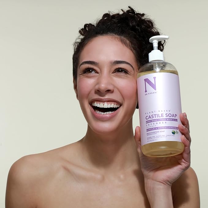Dr. Natural Castile Liquid Soap - Multi-Use Body Wash,Shampoo and Face Wash - Hydrating Body Soap for Skin,Hair,Pets and Home - Lavender - 32 oz,(Pack of 2)