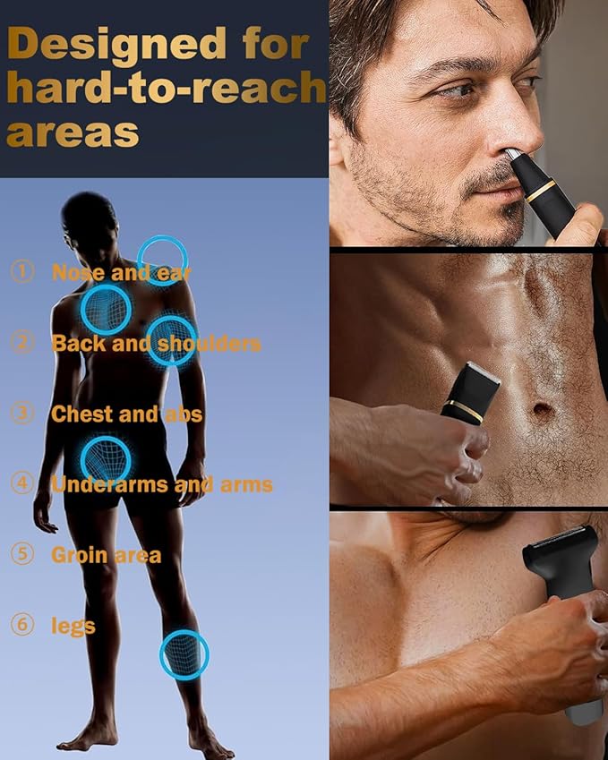 Beard Trimmer for Men,Manscape 3-in-1 Electric Razor Groin Groomer,IPX7 Waterproof Wet/Dry,Versatile Body Hair Trimmer for Ball/Beard/Nose,USB Rechargeable & Nose/Shaves Head,Christmas Gifts for Men
