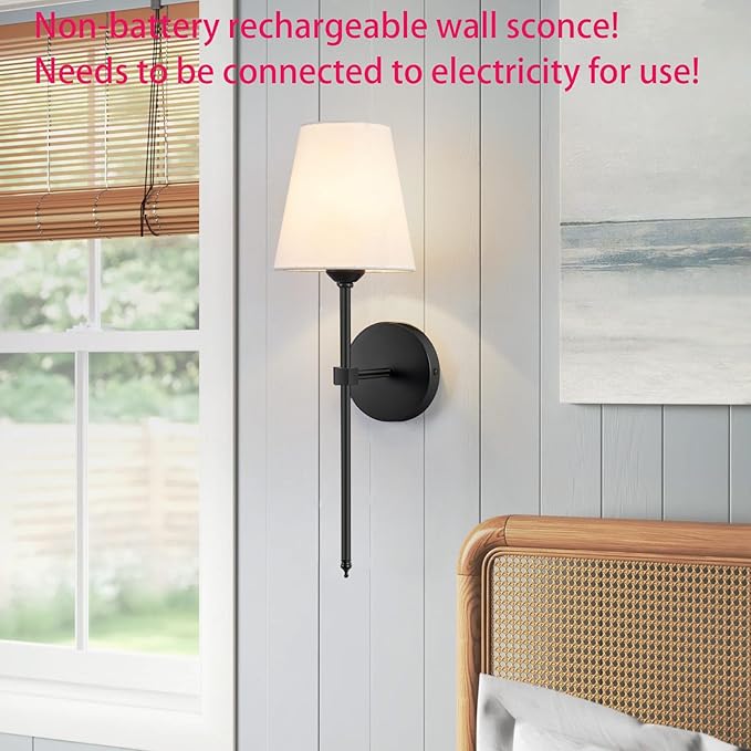 Wall Sconces Sets of 2, Retro Industrial Wall Lamps, Bathroom Vanity Sconces Wall Lighting with White Fabric Shade, Suitable for Bedroom Living Room Corridor Kitchen